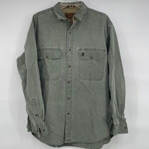 Browning Mens Long Sleeve Button‎ Up Shirt Green L Casual Outdoor Hunting